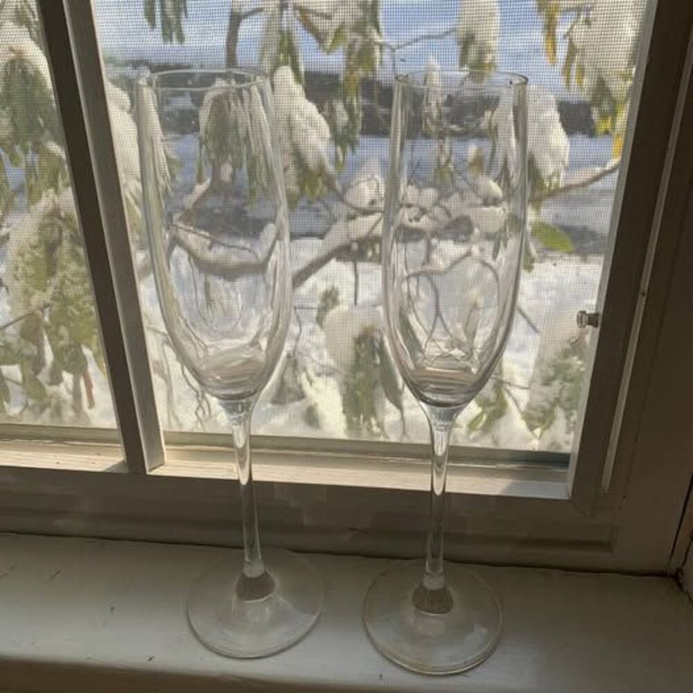 Set of 2 - Lenox Champagne Crystal Flutes about 10 Inches Tall